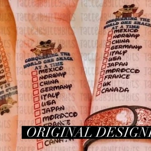 Eten rond de wereld tattoo-Food & Wine Festival-Epcot World Showcase-Snack rond de wereld paspoort-Disney tijdelijke tattoo