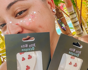 Red Peppermint Mouse Freckle Tattoo | pixie freckle | Holiday Freckles | Glitter Christmas Freckles | Faux Freckle Tattoos | Magical Holiday