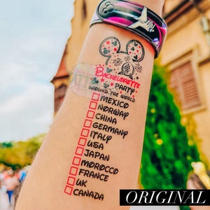 Drinking Around the world Tattoo-Food & Wine Festival 2025-Disney Wedding -Drink around the world passport-Disney Bachelorette.