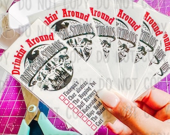 Tatuaje temporal con lista de verificación para beber en Universal Studios / Tatuaje de bar Crawl de Universal Studios / Tatuaje de desafío de bebida / Epic Universe