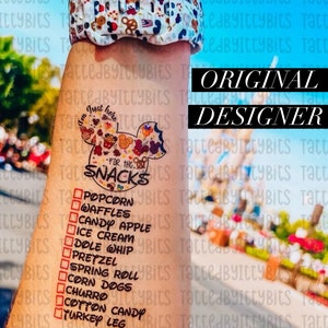 Eating Around Disney Tattoo-Disney Snacks-Disney World Food- Here for the Snacks-Disney Temporary Tattoo -Mickey Snack Tattoo - Disney Treat