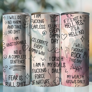 Affirmation Mental Health 20 oz Skinny Tumbler Sublimation Design Digital Download PNG Instant Digital ONLY Tumbler Wrap Snarky Sassy