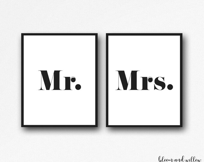 Mr. and Mrs. Printable POSTERS, Both 24x30 and 16x20 Files, Wedding ...