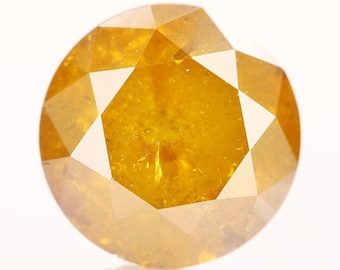 Diamante suelto natural de 1,78 ct (7,1 x 5,3 mm), color naranja, forma redonda, talla brillante, para joyería de boda, DG5446