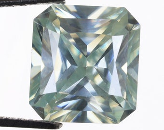 2.04 Ct, 8.2 X 7.4 X 4.5 MM, Loose Moissanite, Emerald Shape Light Green Color Loose Moissanite, Fancy Moissanite Jewelry, Gifts, DG9255