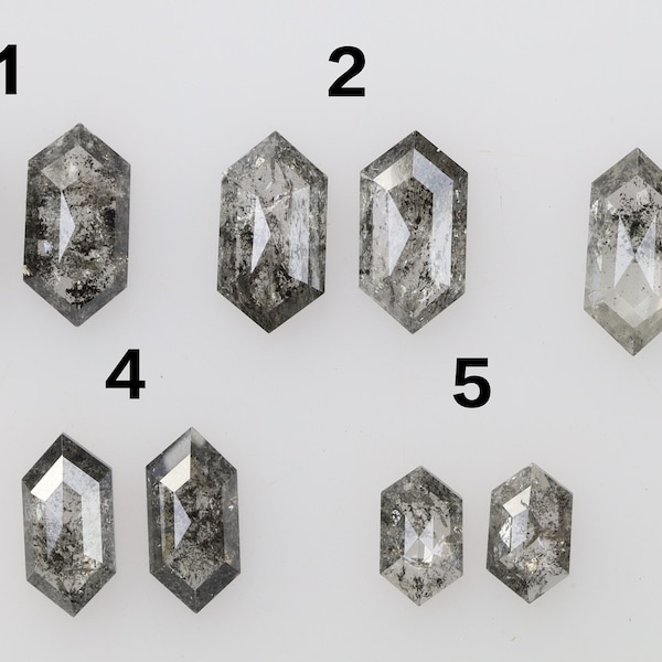 0.63 Ct, 7.1 X 3.6 X 1.5 MM, Natural Loose Diamond Fancy Salt And Pepper Hexagon Shape Faceted Pair Diamond, Earring Set Diamond, DG7773