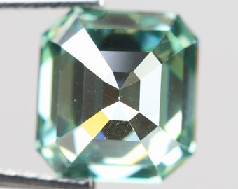 1.97 Ct, 7.5 X 7.0 X 4.3 MM, Loose Moissanite, Emerald Shape Light Green Color Loose Moissanite, Antique Moissanite, Moissanite Ring, DG7135