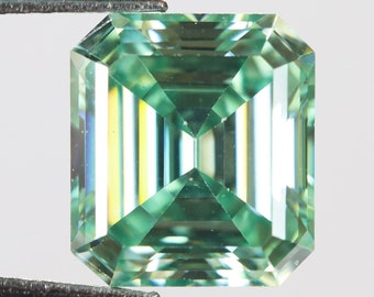 2.82 Ct, 9.1 X 8.2 X 4.7 MM, Loose Moissanite, Emerald Shape Light Green Color Loose Moissanite, Loose Moissanite Jewelry, Gifts, DG7076