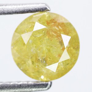 1,11 ct, 6,0 x 4,6 mm, diamante natural suelto, color amarillo, forma redonda, talla brillante, diamante amarillo pulido, diamante rústico, DG9534