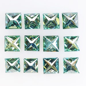 17.17 Ct, 6.7 X 6.6 X 4.2 MM, Loose Moissanite, Square Shape Princess Cut Fancy Peacock Color Loose Moissanite For Wedding Jewelry, C90