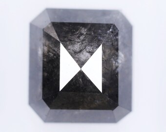 1.74 Ct, 6.6 X 6.0 X 4.0 MM, Natural Fancy Black Color Emerald Shape Faceted Diamond, Mine Diamond Ring, Polished Black Diamond, DG9721
