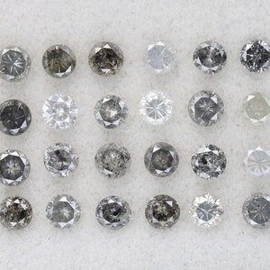 4,27 carats, 3,5 x 2,3 mm, diamant naturel non serti, forme ronde sel et poivre, diamant poli taille brillant, bijoux fantaisie diamants, DG6747 image 1