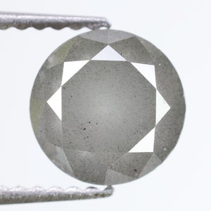 1,69 ct, 6,8 x 5,0 mm, diamante natural solto, cinza, formato redondo, lapidação brilhante, facetado, para joias de casamento, anel de diamante de cristal, DG10068