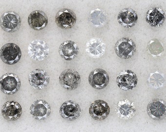 4,27 Ct, 3,5 x 2,3 mm, natürlicher loser Diamant Fancy Salz und Pfeffer runde Form polierter Diamant im Brillantschliff, Fancy Diamantschmuck, DG6747