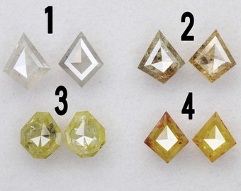 0,71 carat, 6,7 x 5,6 x 1,9 mm, Paire de diamants naturels à facettes, mélange de couleurs, mélange de couleurs, boucle d'oreille sertie de diamants, Dwarkesh, DG7117