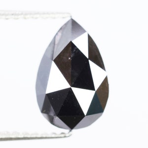 1.97 Ct, 9.5 X 6.3 X 3.9 MM, Loose Antique Black Color Pear Shape Treated Diamond For Wedding Jewelry, Unique Diamond Ring, Birthstone, C370