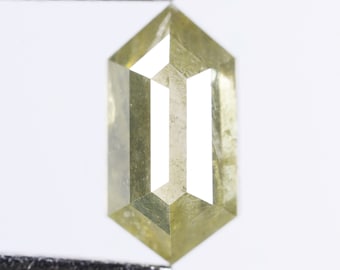 Diamante suelto natural de color verde, talla hexagonal, talla rosa, pulido, 0,82 ct (7,8 x 4,0 x 2,8 mm), DG5023