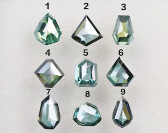0.89 Ct, 7.5 X 6.3 X 3.2 MM, Loose Moissanite, Mix Shape Peacock Color Loose Moissanite, Fancy Moissanite, Antique Moissanite Ring, DG7681