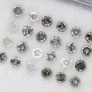 4,27 carats, 3,5 x 2,3 mm, diamant naturel non serti, forme ronde sel et poivre, diamant poli taille brillant, bijoux fantaisie diamants, DG6747 image 9