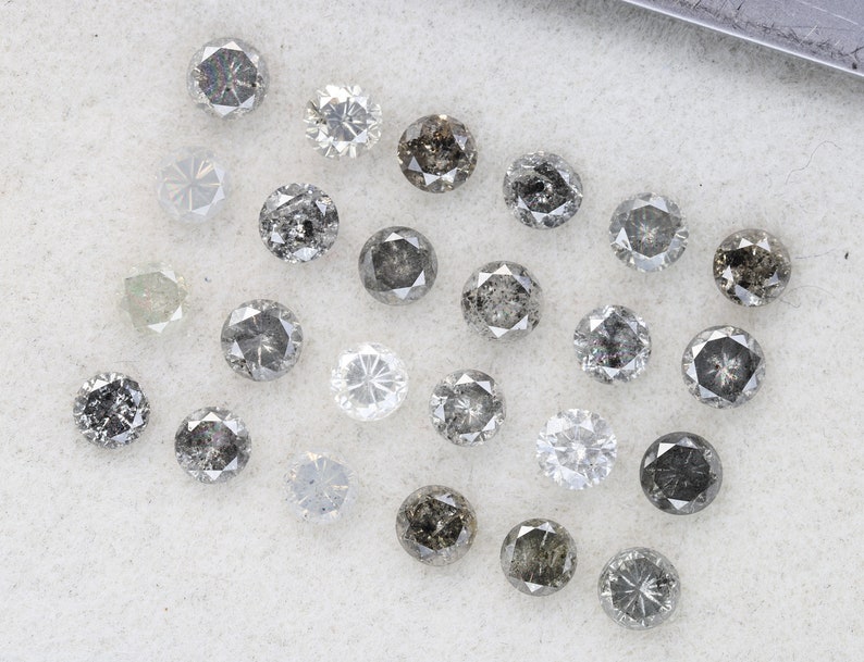 4,27 carats, 3,5 x 2,3 mm, diamant naturel non serti, forme ronde sel et poivre, diamant poli taille brillant, bijoux fantaisie diamants, DG6747 image 9