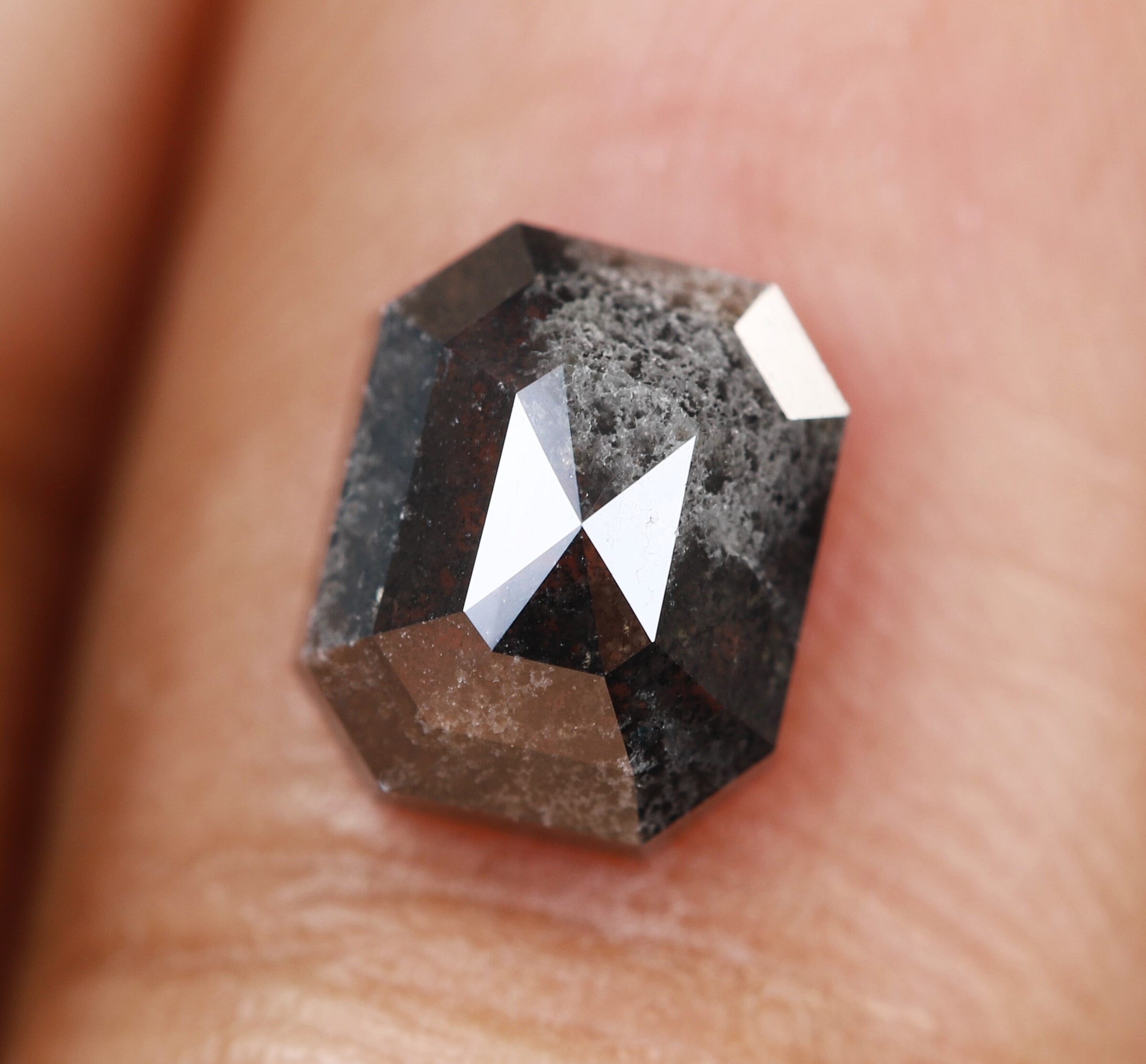 2.08 Ct, 7.4 X 6.1 X 3.9 MM, Natural Rustic Diamond Black