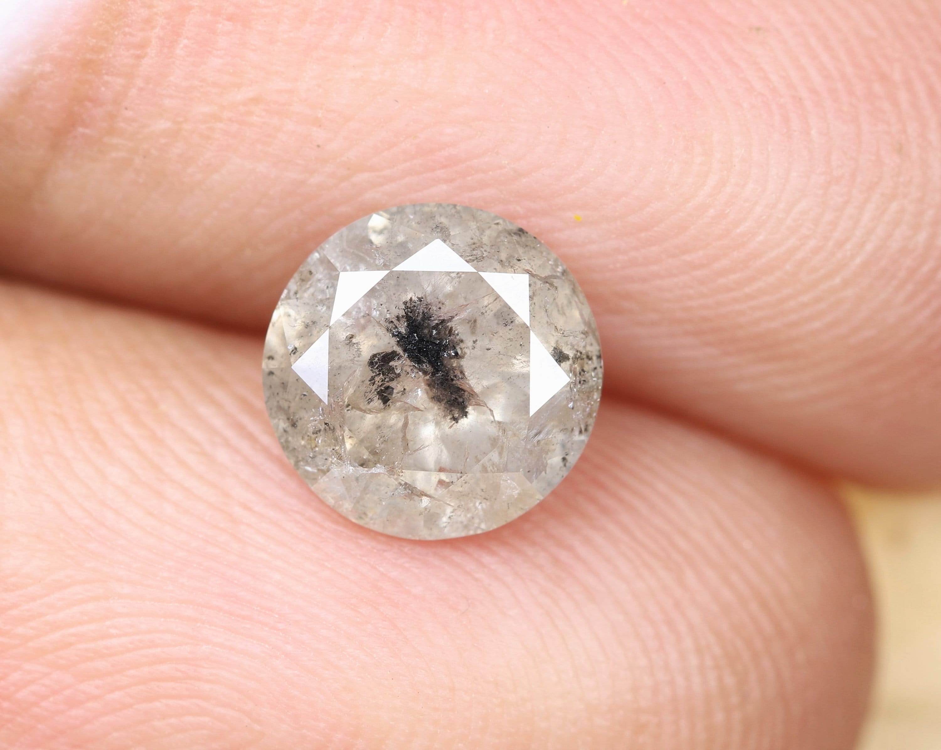 1.42 Ct, 7.2 X 4.4 MM, Natural Rustic Diamond Gray Peach