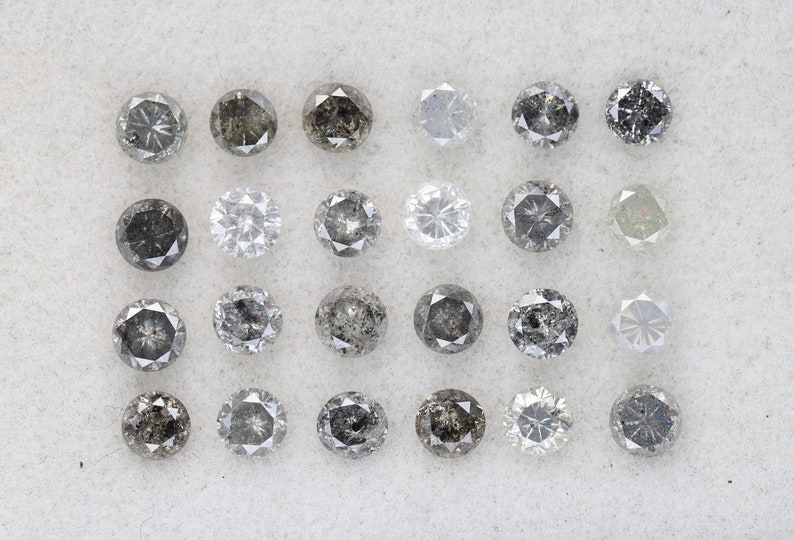 4,27 carats, 3,5 x 2,3 mm, diamant naturel non serti, forme ronde sel et poivre, diamant poli taille brillant, bijoux fantaisie diamants, DG6747 image 1