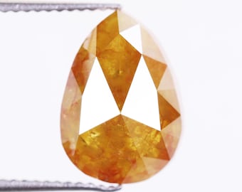 4.96 Ct, 12.9 X 9.3 X 4.8 MM, Natural Fancy Orange Color Pear Shape Rustic Diamond For Engagement Ring | Handmade Designer Diamond | C2290