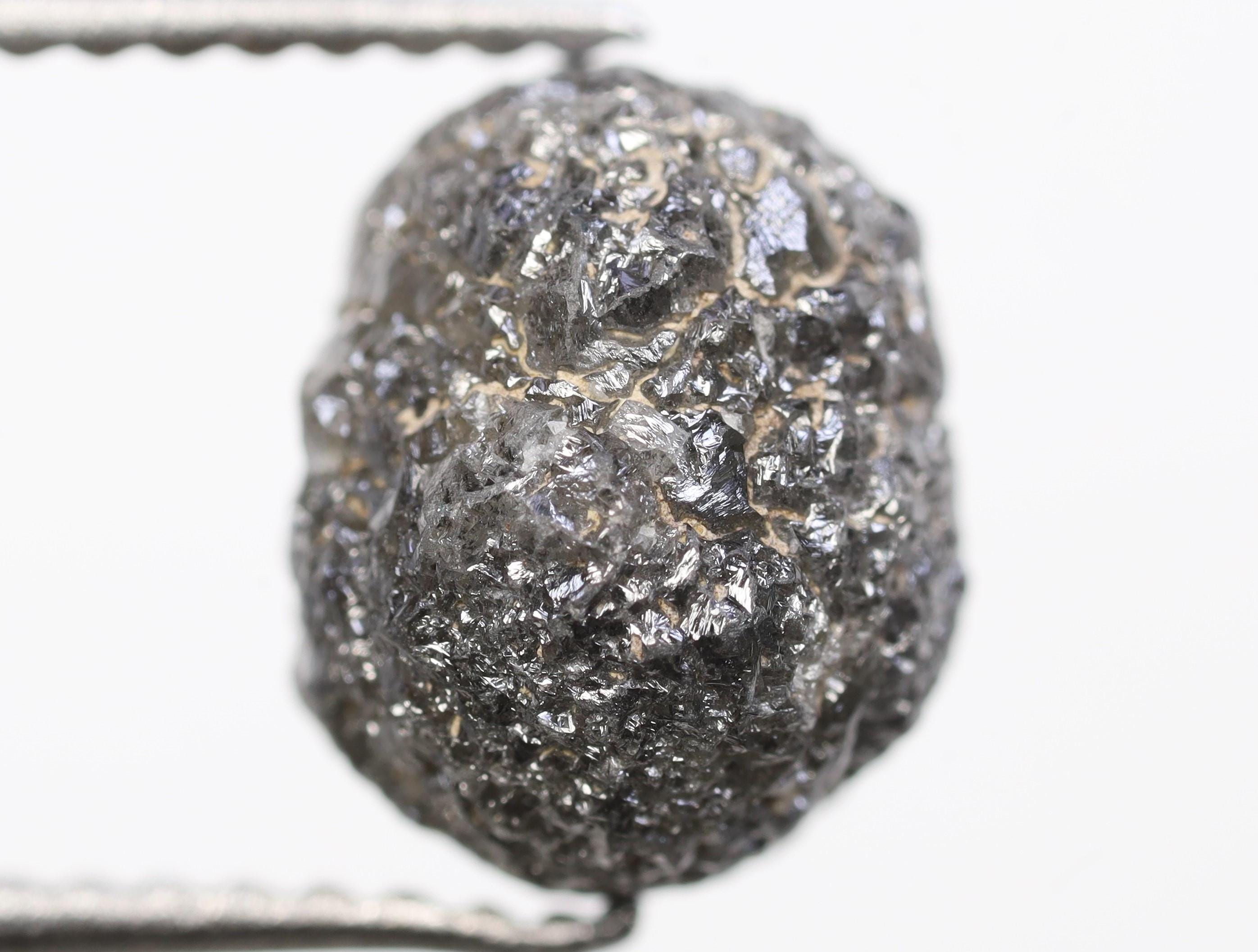 3.23 Ct Natural Black Rough Diamond, Uncut Specimen, I3 Clarity