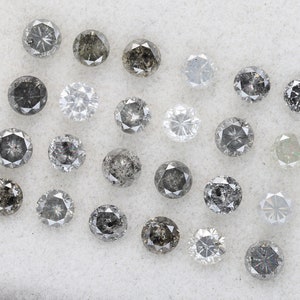 4,27 carats, 3,5 x 2,3 mm, diamant naturel non serti, forme ronde sel et poivre, diamant poli taille brillant, bijoux fantaisie diamants, DG6747 image 3