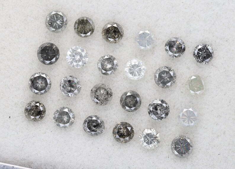 4.27 Ct, 3.5 X 2.3 MM, Natural Loose Diamond Fancy Salt And Pepper Round Shape Brilliant Cut Polished Diamond, Fancy Diamond Jewelry, DG6747 image 3