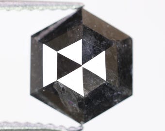 2.13 Ct, 8.4 X 7.3 X 4.0 MM, Natural Fancy Black Color Hexagon Shape Loose Diamond For Engagement Ring | Artisan Jewelry Diamond | C2299
