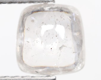 0.72 Ct, 5.9 X 5.8 X 2.1 MM, Natural Fancy White Eye Clean Color Square Shape Spheres Cabochon Diamond For Unique Engagement Ring | C2260