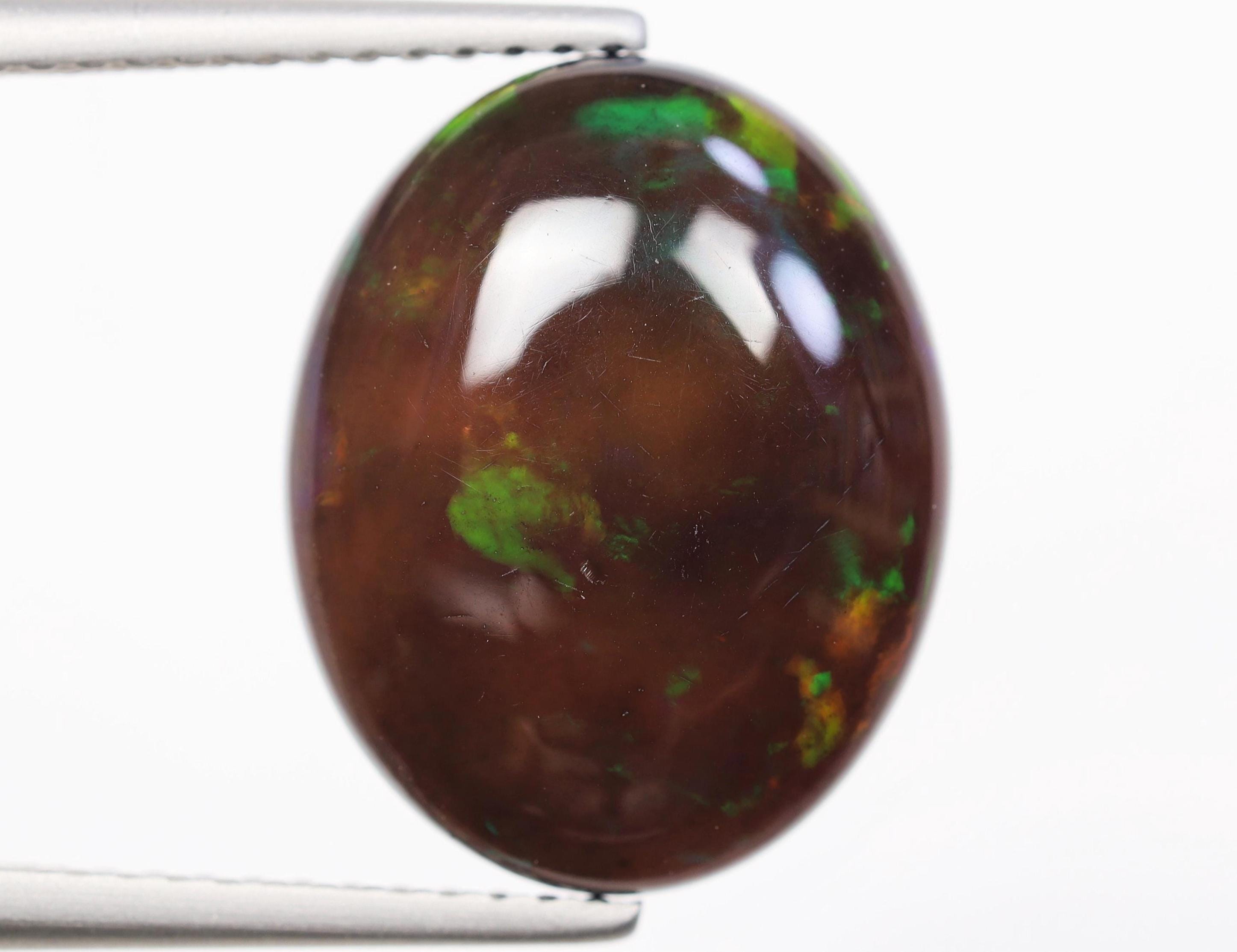 3.83 Ct, 14.5 X 11.6 X 4.4 MM, Natural Loose Ethiopian Fancy Green Rainbow Color Oval Shape Opal Cabochon Gemstone | Opal For Rings | C1270