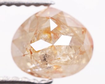 1.30 Ct, 6.0 X 6.9 X 3.8 MM, Natural Fancy Peach Color Pear Shape Loose Rose Cut Diamond For Engagement Ring | Boho Jewelry Supply | C2256