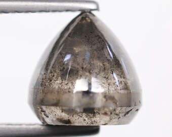 3.16 Ct, 7.3 X 7.0 MM, Natural Black Color Round Pyramid Shape Cabochon Diamond For Engagement Ring | Unique Loose Diamond Gift | C2251