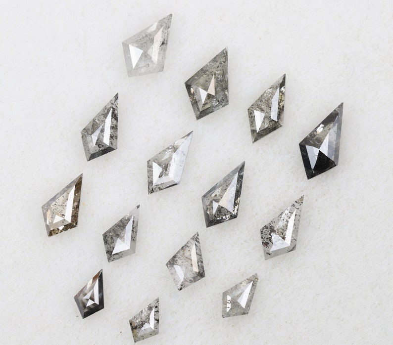 2.04 Ct DG5940 6.5 X 3.3 X 1.8 MM Crystal Diamond Natural Rustic Diamond Black Salt And Pepper Kite Shape Diamond For Engagement Jewelry
