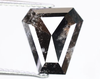 3.51 Ct, 9.9 X 9.1 X 4.3 MM, Natural Fancy Black Color Coffin Shape Rustic Diamond For Engagement Ring | Unique Loose Diamond Gift | C2282