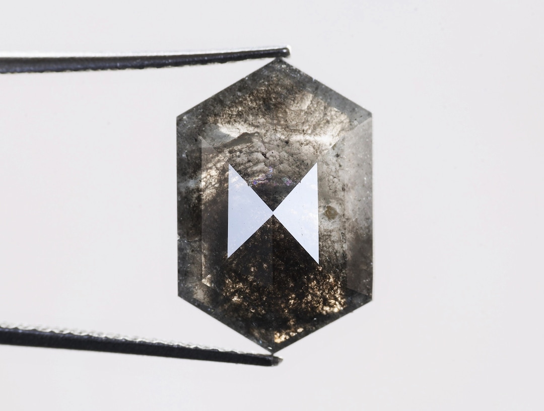 3.57 Ct, 13.2 X 8.7 X 3.5 MM, Natural Fancy Black Color Hexagon
