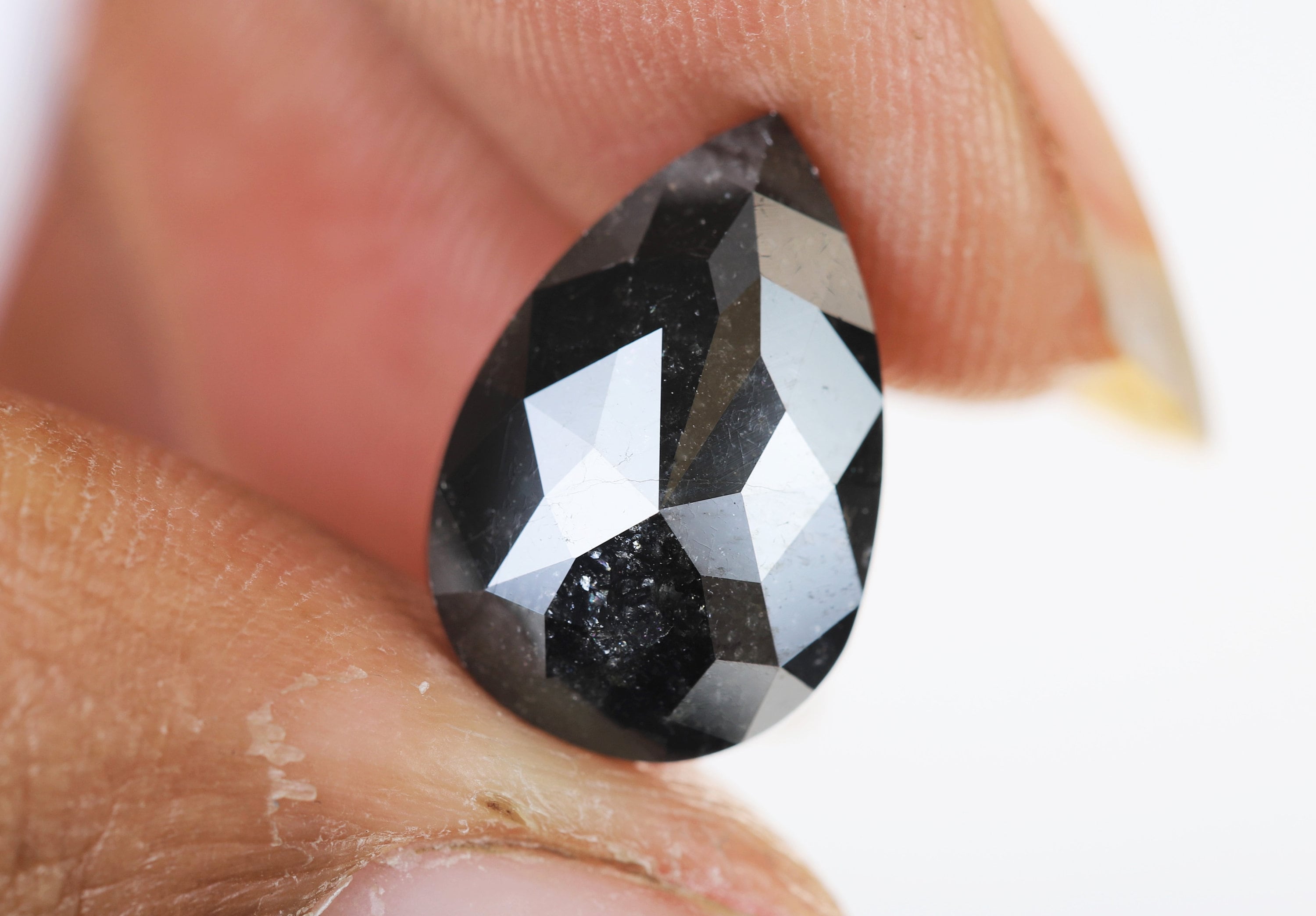 Lot De 6 Diamants Noirs Naturels 0.10 Ct Chacun - Ronds, Taille Brillant - Opaques