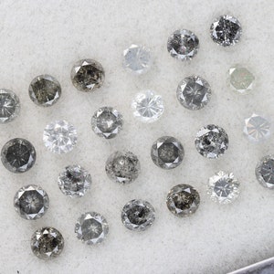 4,27 carats, 3,5 x 2,3 mm, diamant naturel non serti, forme ronde sel et poivre, diamant poli taille brillant, bijoux fantaisie diamants, DG6747 image 7