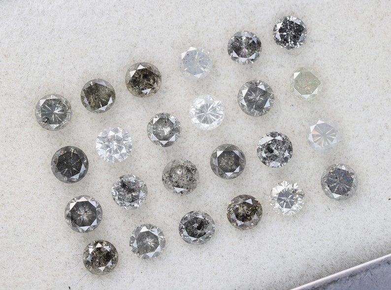 4,27 carats, 3,5 x 2,3 mm, diamant naturel non serti, forme ronde sel et poivre, diamant poli taille brillant, bijoux fantaisie diamants, DG6747 image 7