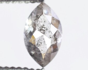 0.98 Ct, 8.2 X 4.9 X 3.3 MM, Natural Fancy Salt And Pepper Marquise Shape Loose Diamond For Jewelry Making | Boho Jewelry Supply | C2261