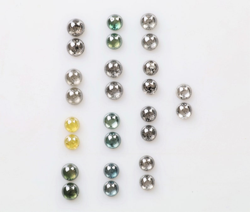 0.55 Ct, 4.0 X 2.0 MM, Natural Loose Cabochon Diamond Mix Color Round Shape Cabochon Diamond, Earring Set Diamond, Pair Diamond, DG9301 image 5