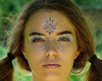 Visage bijou pour les festivals-une pièce cristal visage GEM-bijou de corps-Diamante visage autocollant-rave visage art-bijou de corps (choisissez votre couleur) BC7