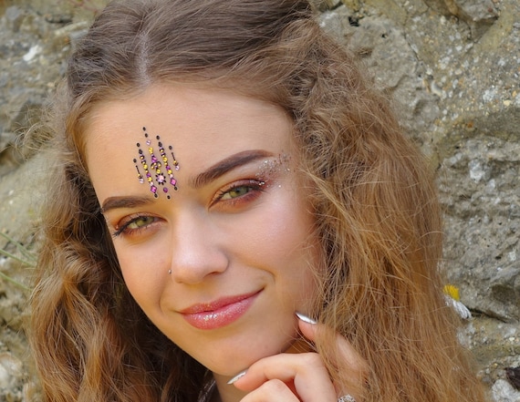 Festival FACE Gem-rave Face and Body Jewels-stick on Bindi Body Art.  Temporary Face Tattoo. choose Your Color BC05 