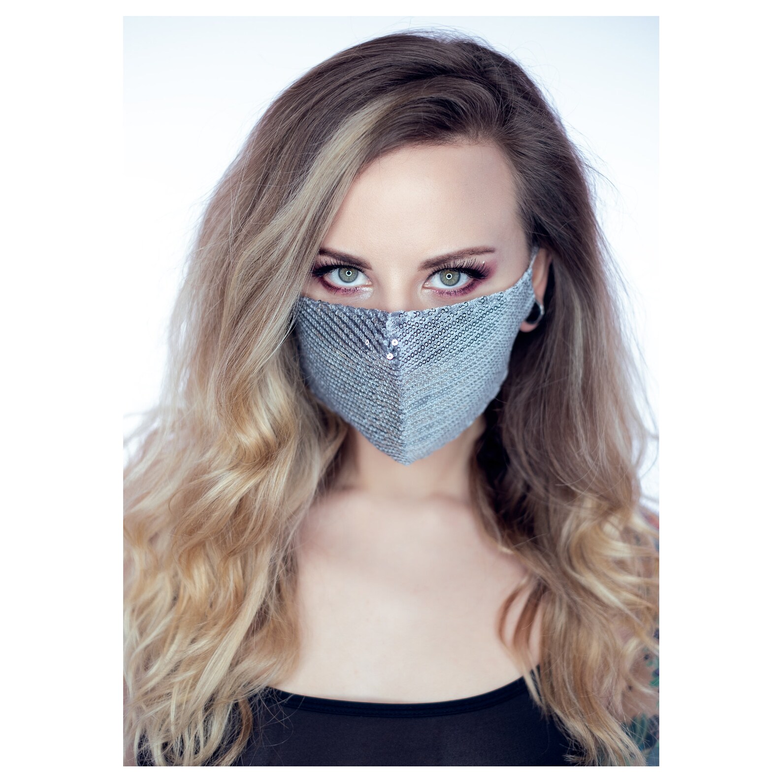 Silver Sequin Glitter Face Mask Etsy