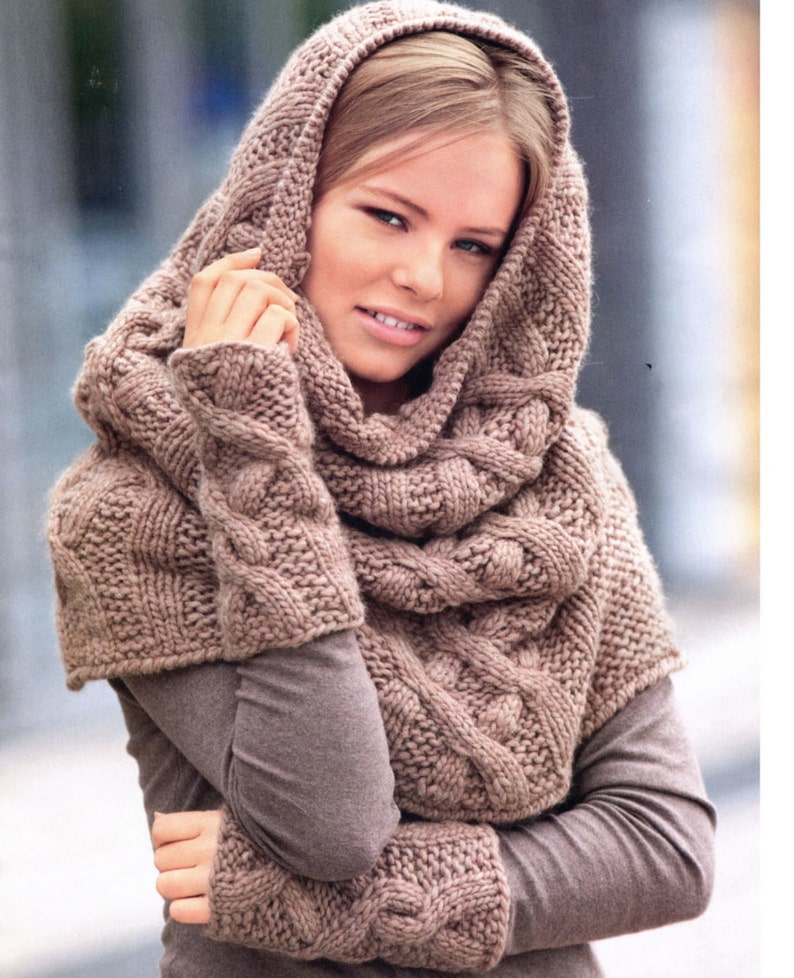 Cowl knit scarf color cowl scarf neck warmer knitted circle image 0