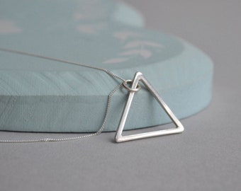 Recycled Sterling Silver Triangle Necklace | Open Triangle Geometric Necklace | Everyday Triangle Necklace