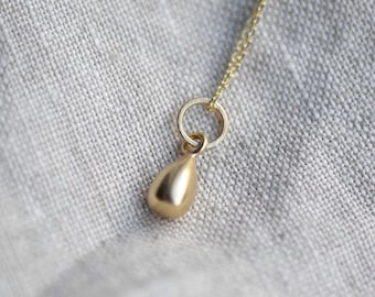 Recycled 9ct Gold Teardrop Necklace | Solid Gold Organic Minimalist Pendant
